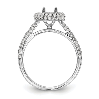 14K White Gold Round Simulated Diamond Halo Engagement Ring