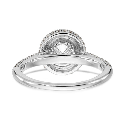 14K White Gold Round Simulated Diamond Halo Engagement Ring