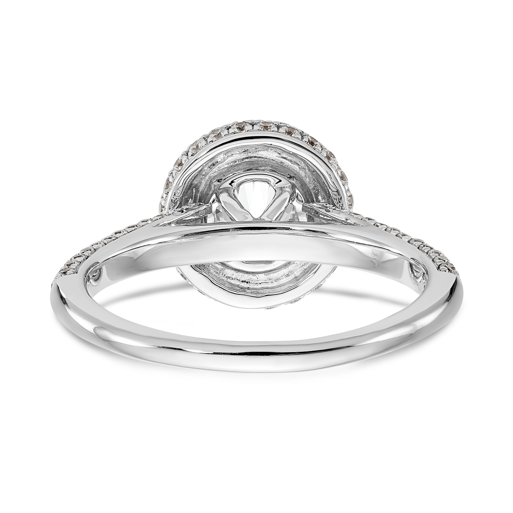 14K White Gold Round Simulated Diamond Halo Engagement Ring