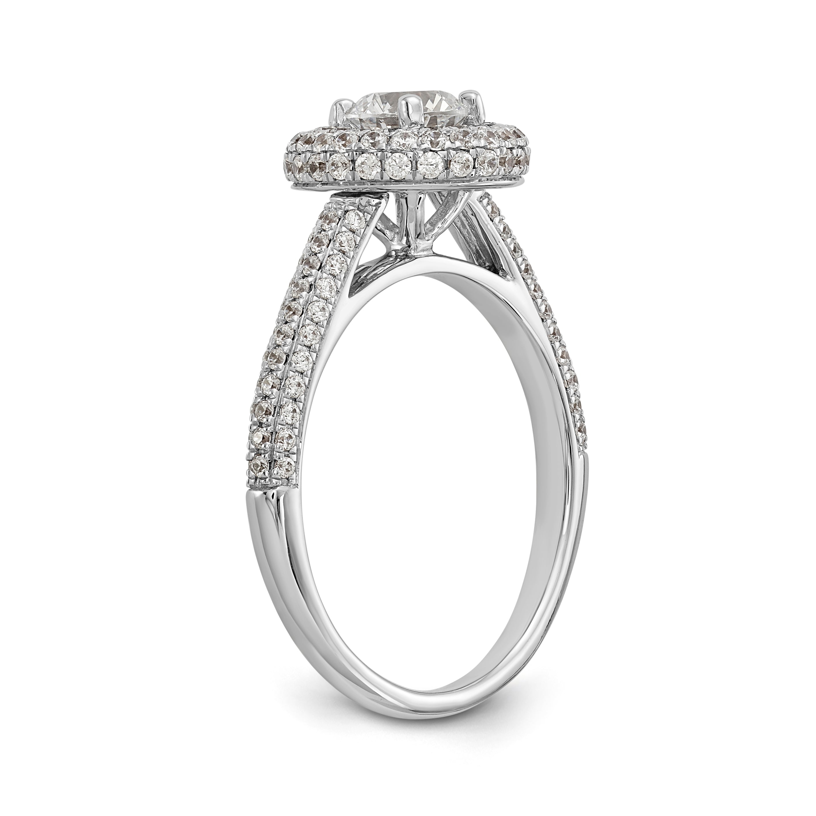 14K White Gold Round Simulated Diamond Halo Engagement Ring