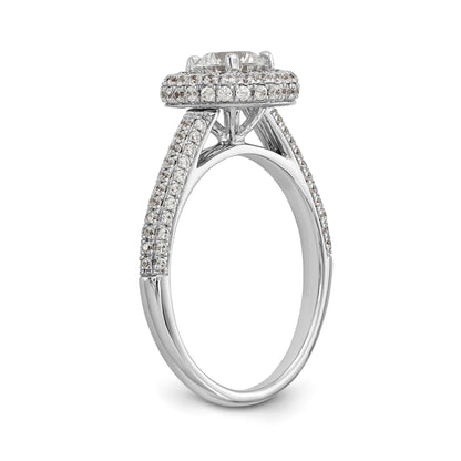 14K White Gold Round Simulated Diamond Halo Engagement Ring