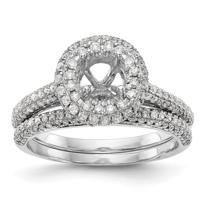 14K White Gold Round Simulated Diamond Halo Engagement Ring