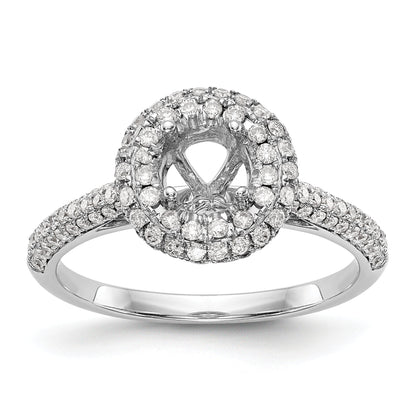 14K White Gold Round Simulated Diamond Halo Engagement Ring