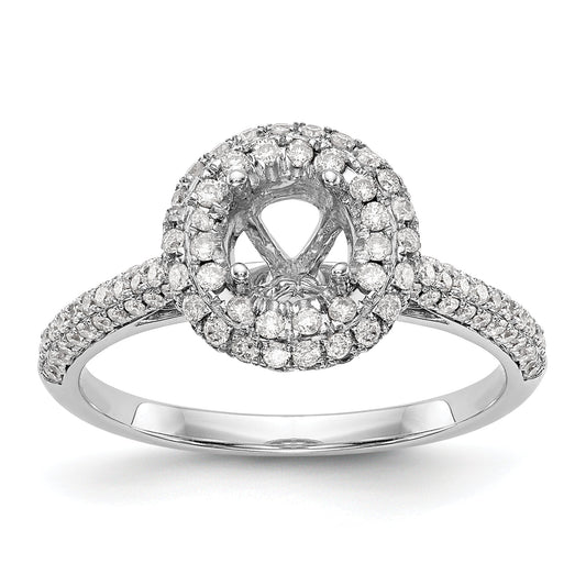 14K White Gold Round Simulated Diamond Halo Engagement Ring