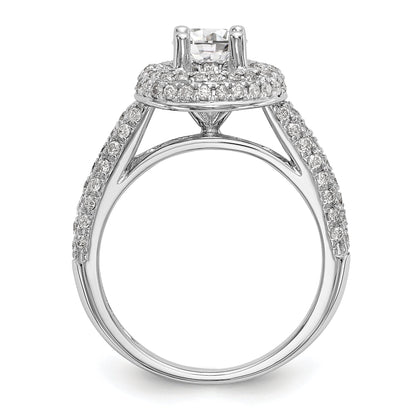 14K White Gold Round Simulated Diamond Halo Engagement Ring
