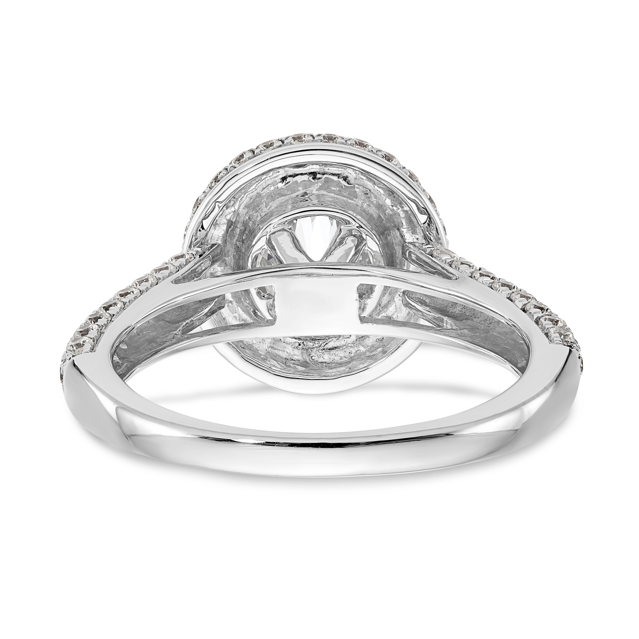 14K White Gold Round Simulated Diamond Halo Engagement Ring