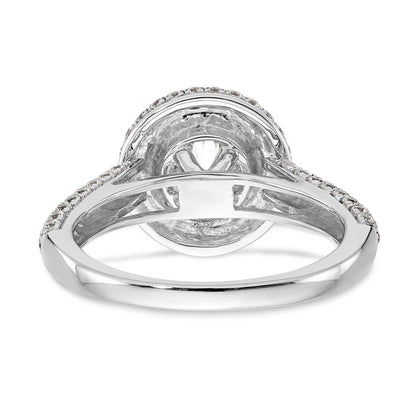 14K White Gold Round Simulated Diamond Halo Engagement Ring