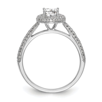 14K White Gold Round Simulated Diamond Halo Engagement Ring