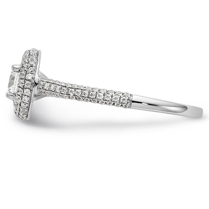14K White Gold Round Simulated Diamond Halo Engagement Ring