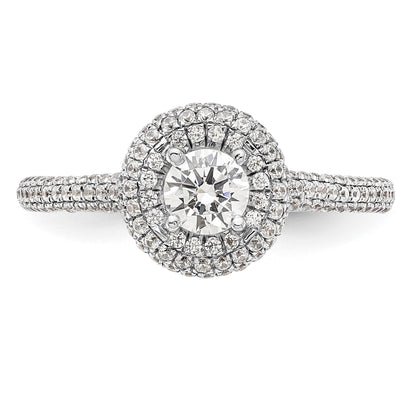 14K White Gold Round Simulated Diamond Halo Engagement Ring