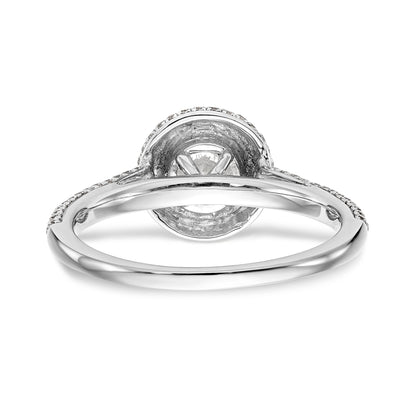 14K White Gold Round Simulated Diamond Halo Engagement Ring