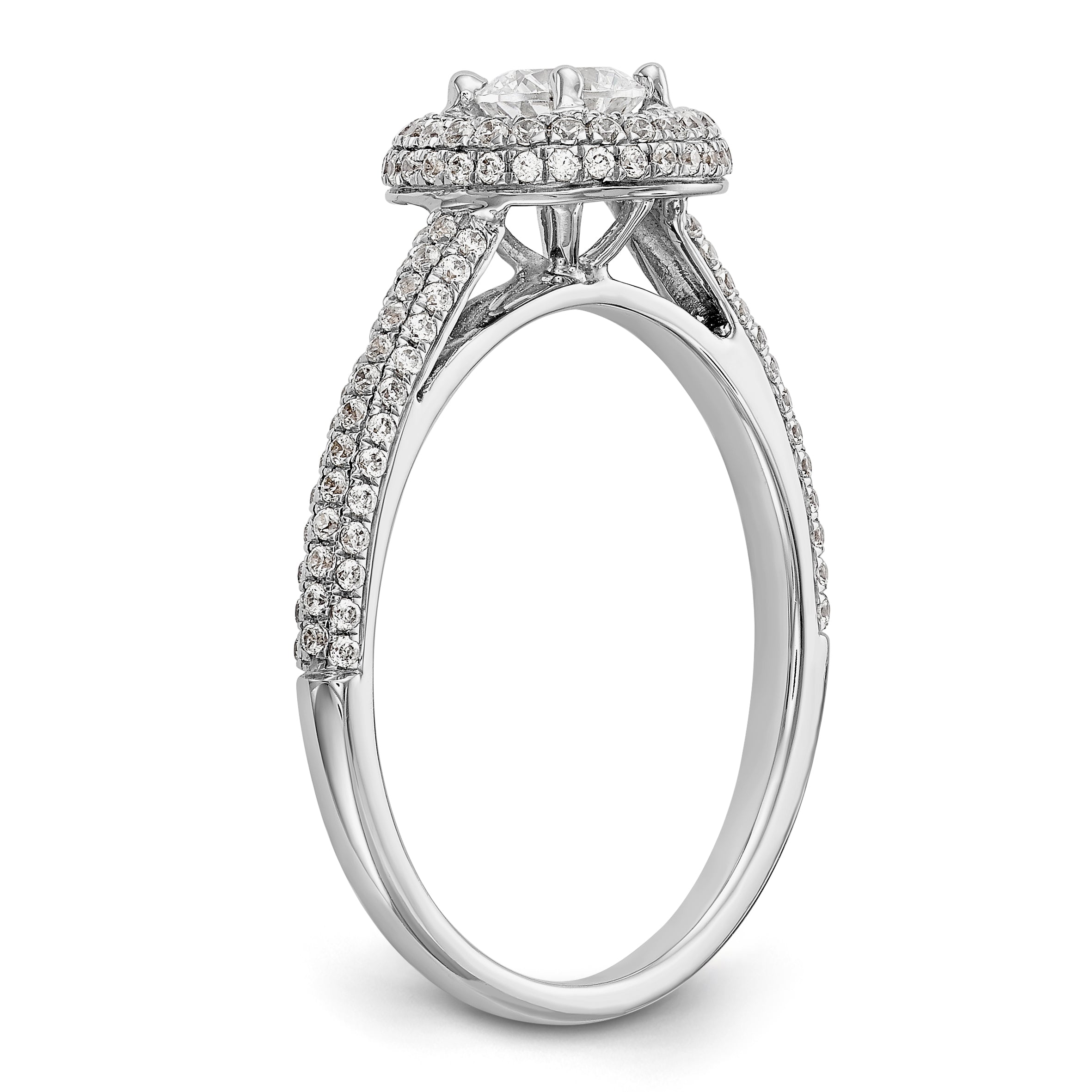 14K White Gold Round Simulated Diamond Halo Engagement Ring