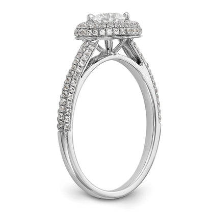 14K White Gold Round Simulated Diamond Halo Engagement Ring
