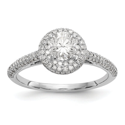 14K White Gold Round Simulated Diamond Halo Engagement Ring