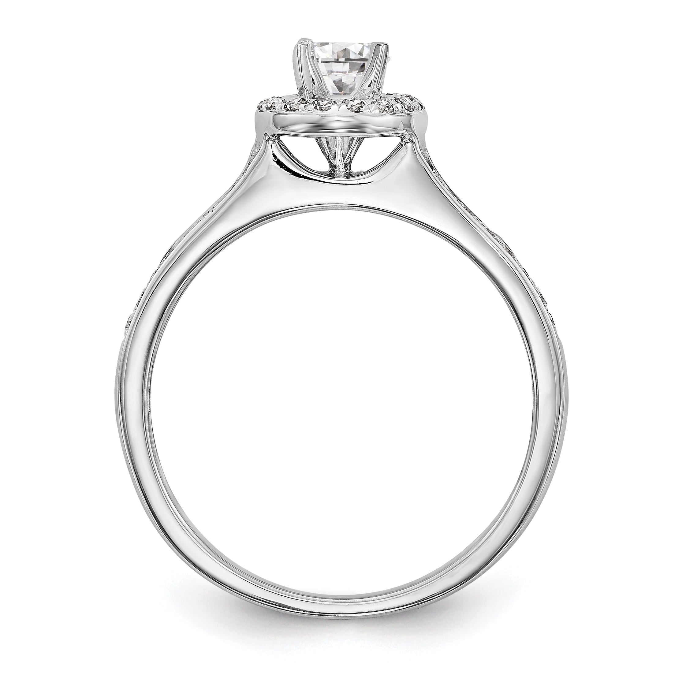 14K White Gold Round Simulated Diamond Halo Engagement Ring