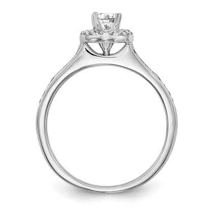 14K White Gold Round Simulated Diamond Halo Engagement Ring