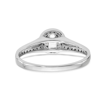 14K White Gold Round Simulated Diamond Halo Engagement Ring