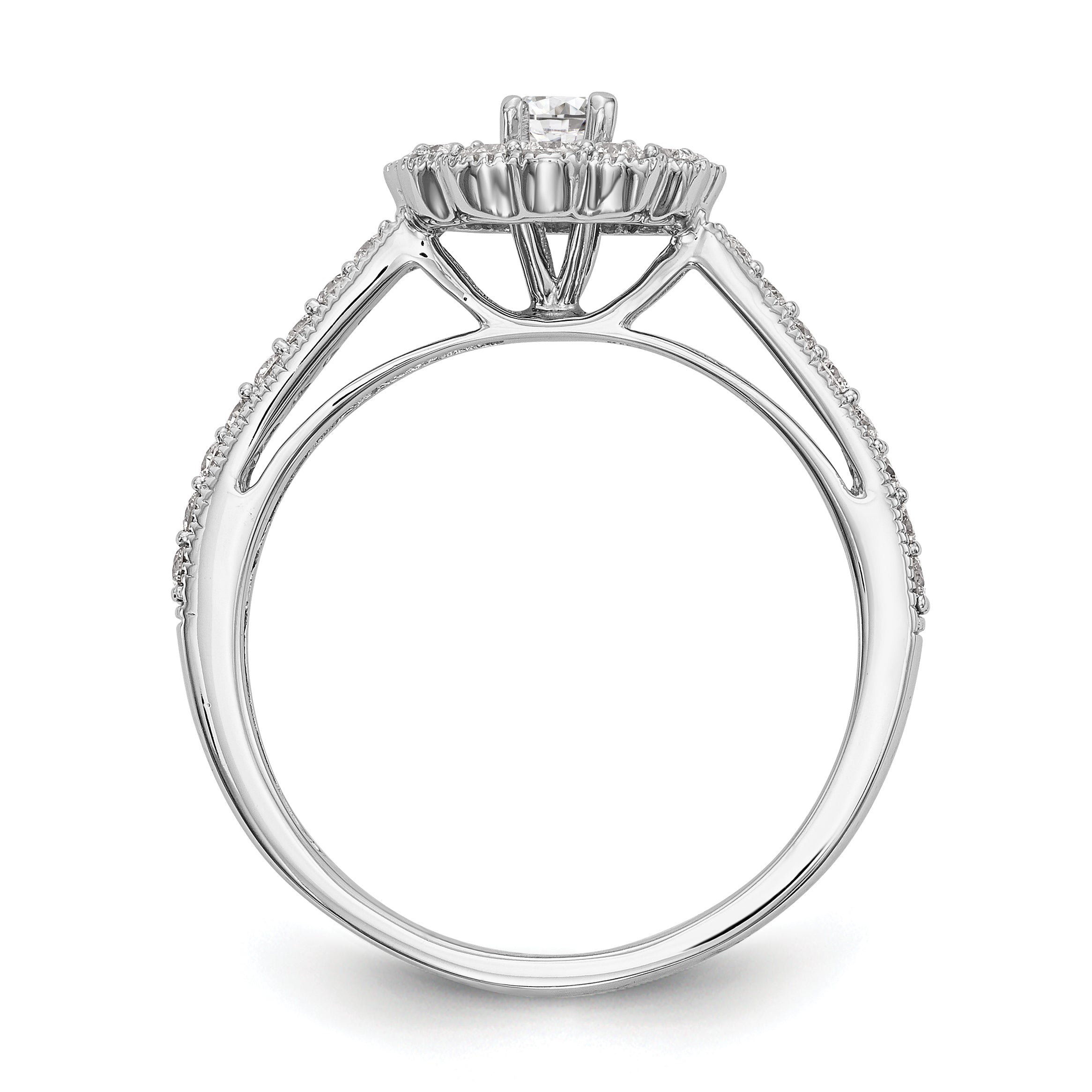 14K White Gold Round Simulated Diamond Halo Engagement Ring