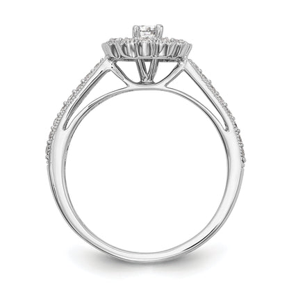 14K White Gold Round Simulated Diamond Halo Engagement Ring