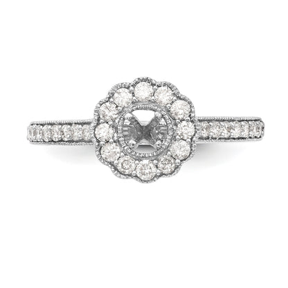 14K White Gold Round Simulated Diamond Halo Engagement Ring