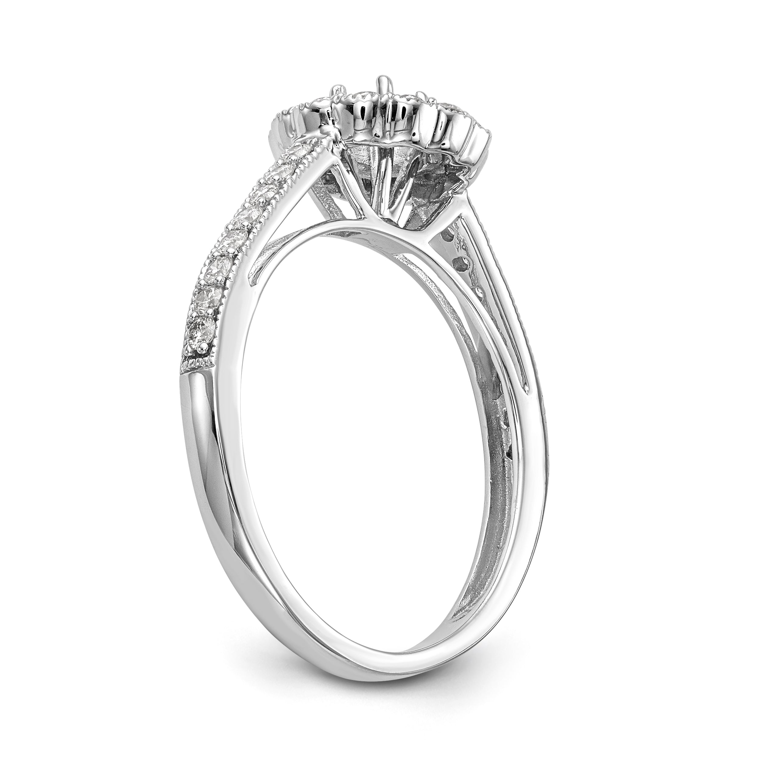 14K White Gold Round Simulated Diamond Halo Engagement Ring