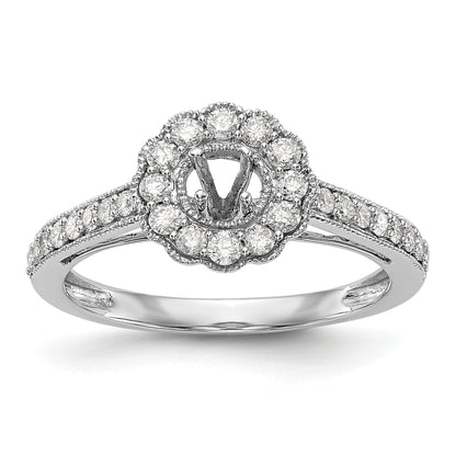 14K White Gold Round Simulated Diamond Halo Engagement Ring