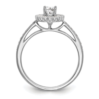 14K White Gold Round Simulated Diamond Halo Engagement Ring