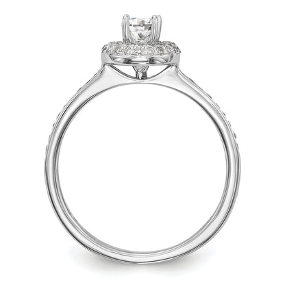 14K White Gold Round Simulated Diamond Halo Engagement Ring