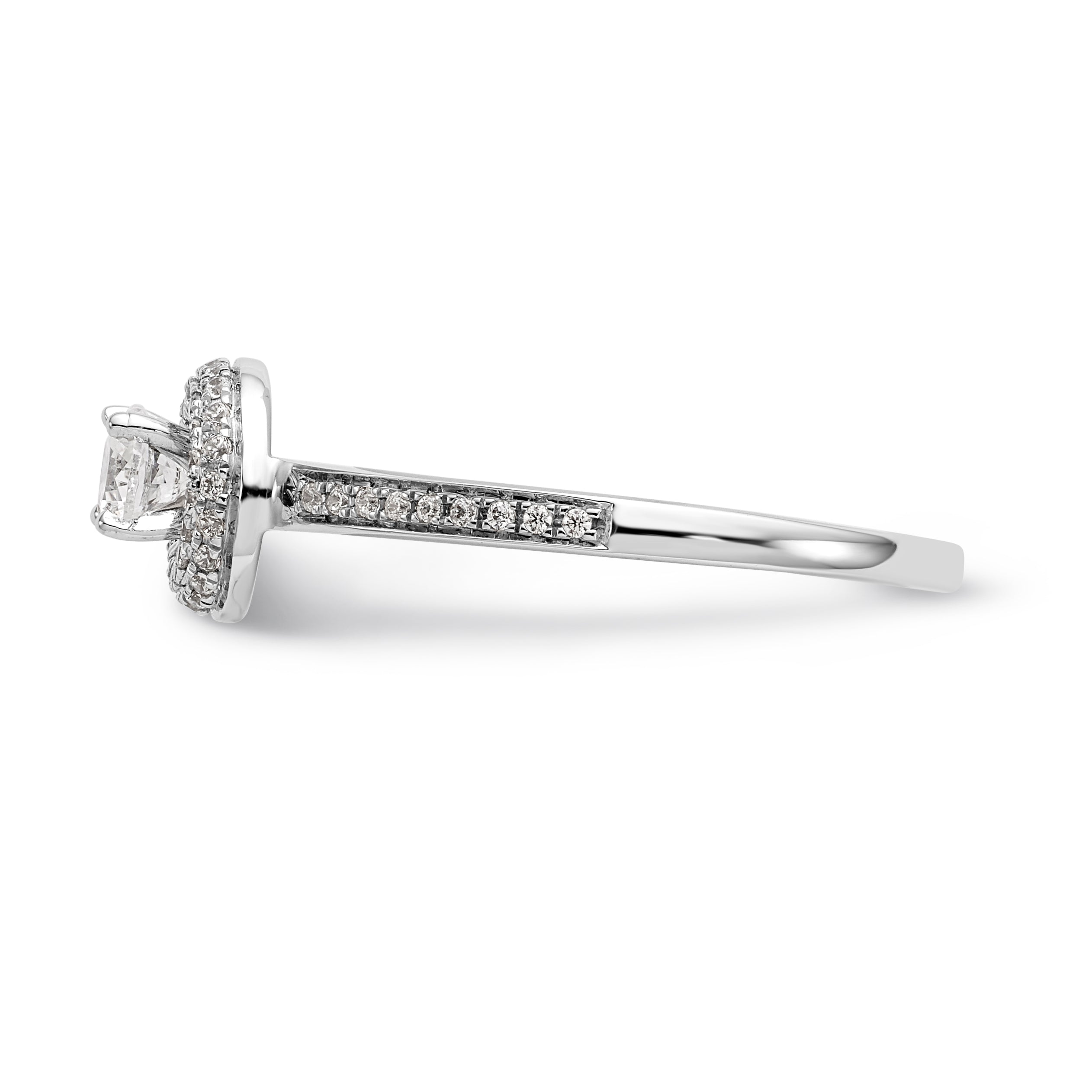 14K White Gold Round Simulated Diamond Halo Engagement Ring