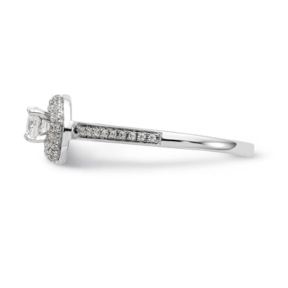 14K White Gold Round Simulated Diamond Halo Engagement Ring