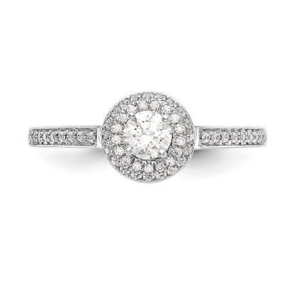 14K White Gold Round Simulated Diamond Halo Engagement Ring