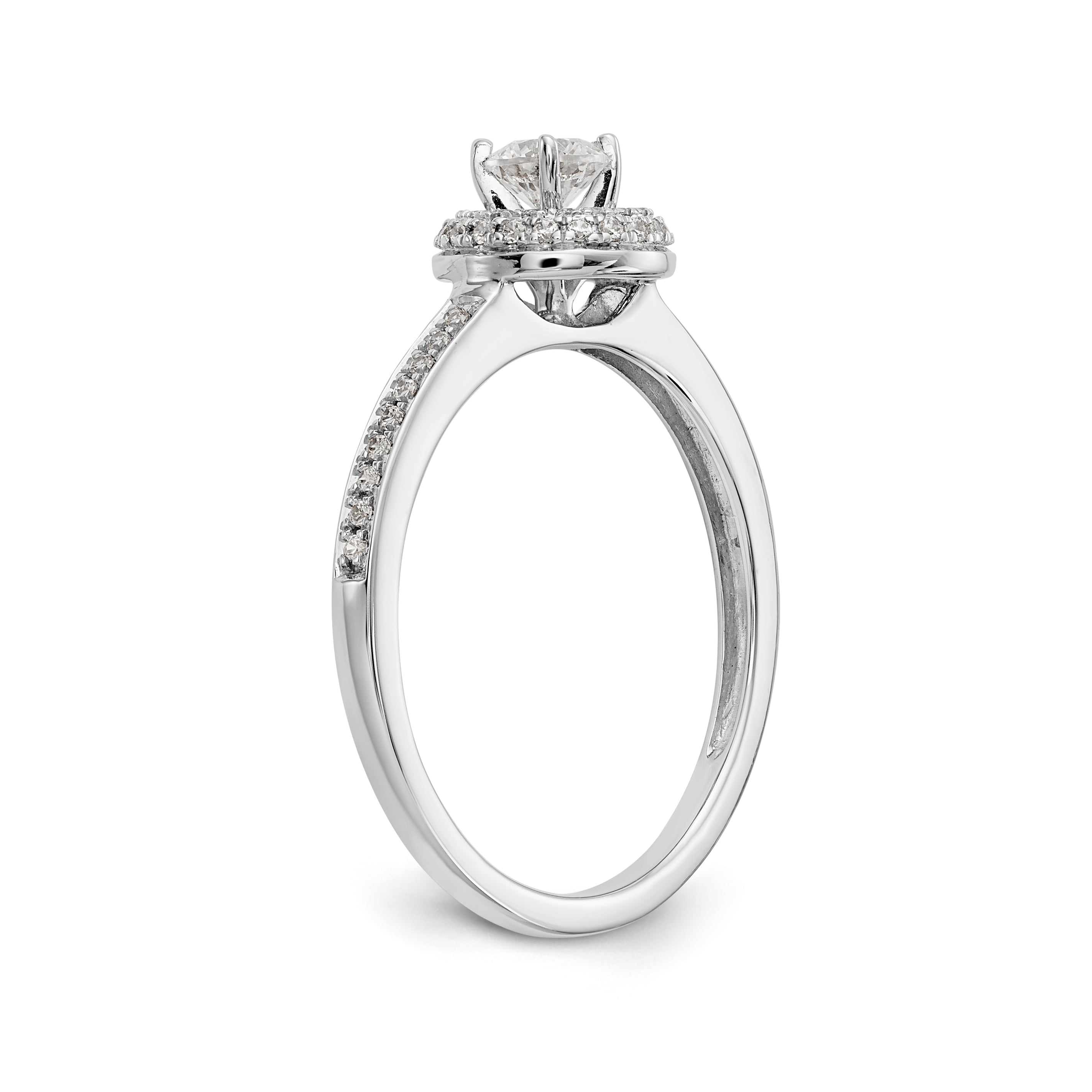 14K White Gold Round Simulated Diamond Halo Engagement Ring