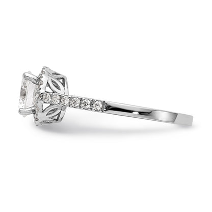 14K White Gold Round Simulated Diamond Halo Engagement Ring