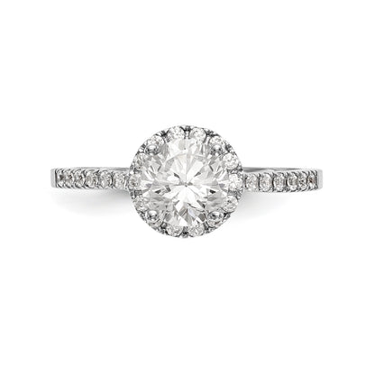 14K White Gold Round Simulated Diamond Halo Engagement Ring