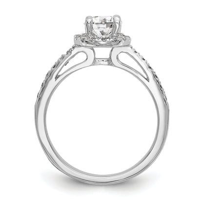 14K White Gold Round Simulated Diamond Halo Engagement Ring