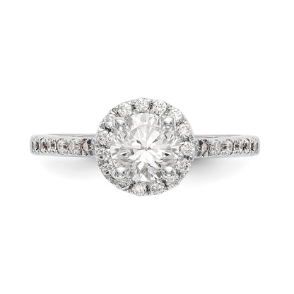 14K White Gold Round Simulated Diamond Halo Engagement Ring
