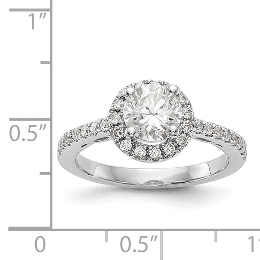 14K White Gold Round Simulated Diamond Halo Engagement Ring