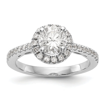 14K White Gold Round Simulated Diamond Halo Engagement Ring