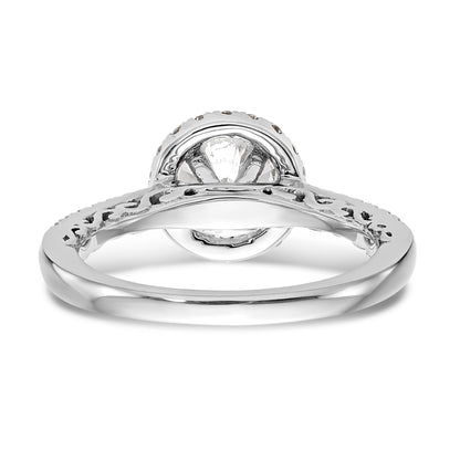 14K White Gold Round Simulated Diamond Halo Engagement Ring