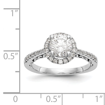 14K White Gold Round Simulated Diamond Halo Engagement Ring
