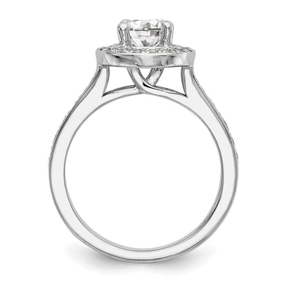 14K White Gold Round Simulated Diamond Halo Engagement Ring