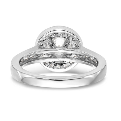 14K White Gold Round Simulated Diamond Halo Engagement Ring
