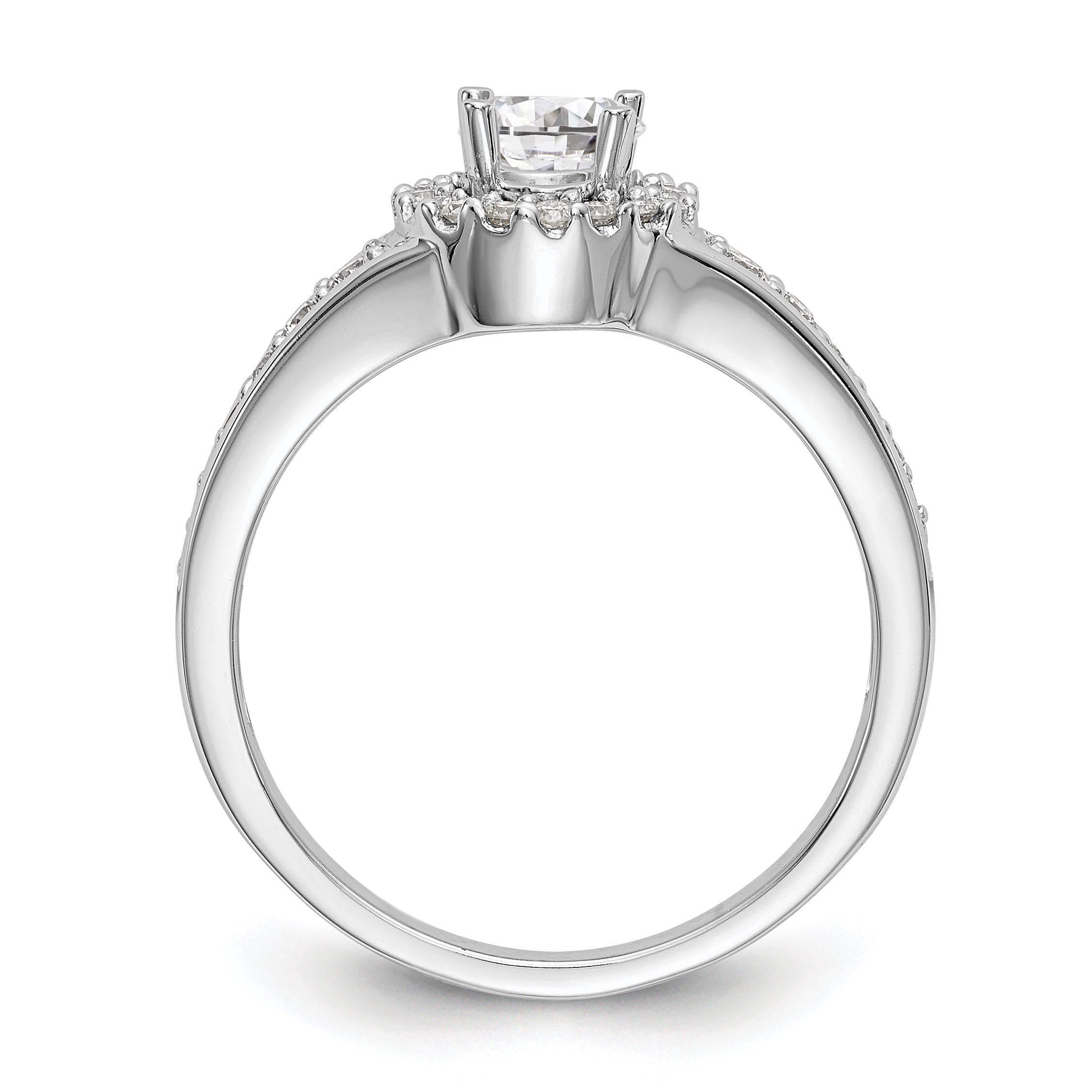 14K White Gold Round Simulated Diamond Halo Engagement Ring