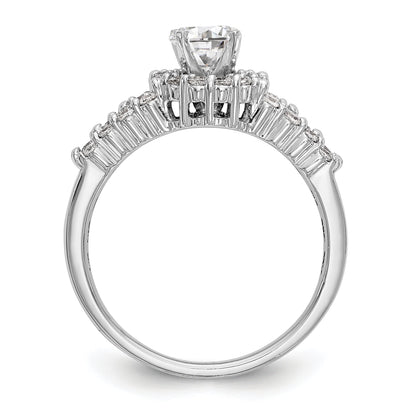 14K White Gold Round Simulated Diamond Halo Engagement Ring
