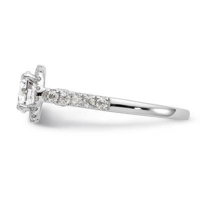 14K White Gold Round Simulated Diamond Halo Engagement Ring
