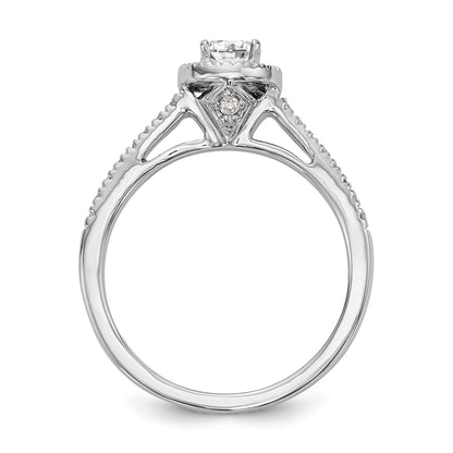 14K White Gold Round Simulated Diamond Halo Engagement Ring