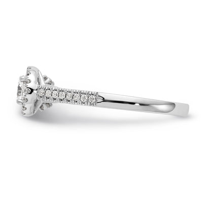 14K White Gold Round Simulated Diamond Halo Engagement Ring