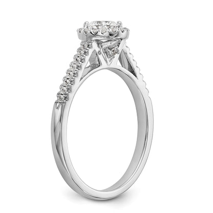 14K White Gold Round Simulated Diamond Halo Engagement Ring