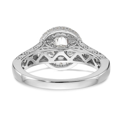 14K White Gold Round Simulated Diamond Halo Engagement Ring
