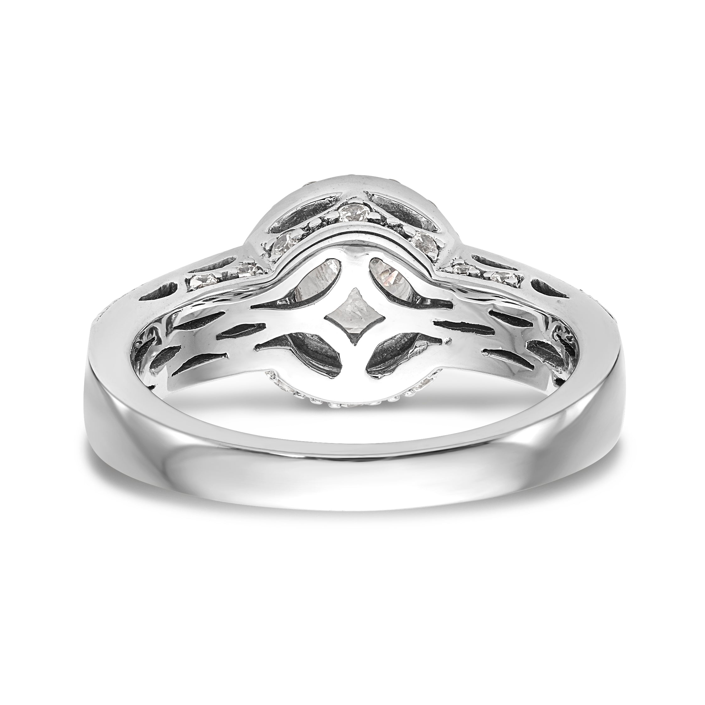 14K White Gold Round Simulated Diamond Halo Engagement Ring